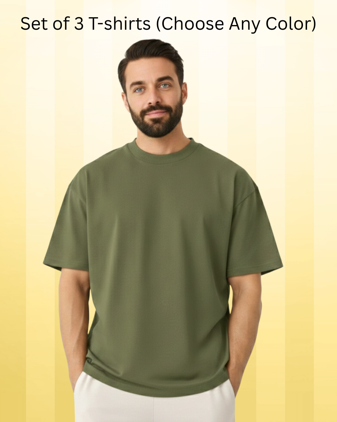 Set of 3 Oversized 240 gsm 100% cotton biowash Unisex t-shirts