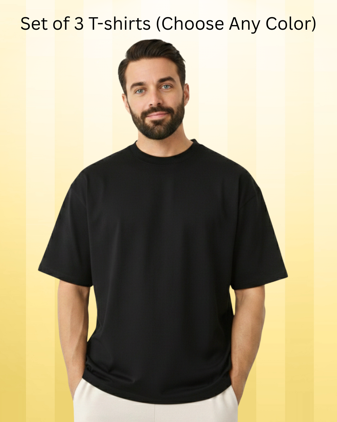 Set of 3 Oversized 240 gsm 100% cotton biowash Unisex t-shirts