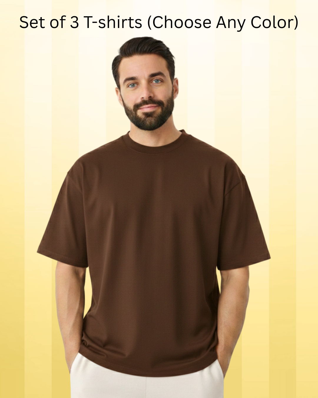 Set of 3 Oversized 240 gsm 100% cotton biowash Unisex t-shirts