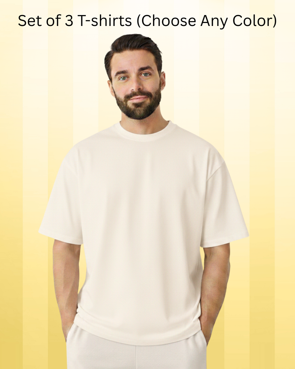 Set of 3 Oversized 240 gsm 100% cotton biowash Unisex t-shirts