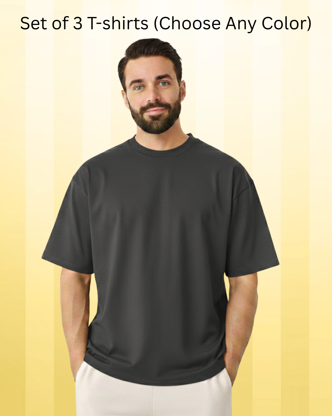 Set of 3 Oversized 240 gsm 100% cotton biowash Unisex t-shirts