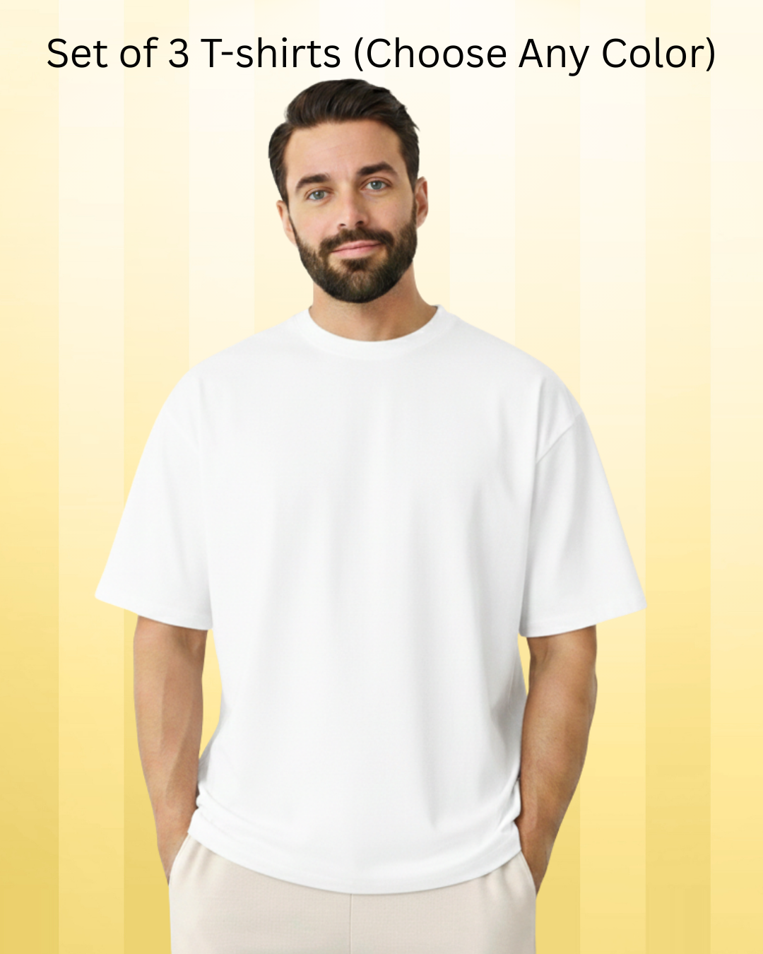 Set of 3 Oversized 240 gsm 100% cotton biowash Unisex t-shirts