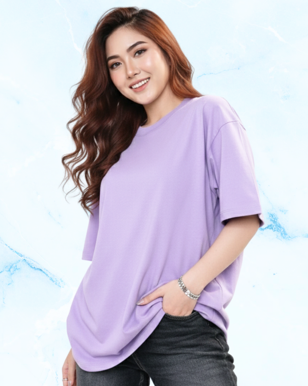 Premium Oversized Lavender Unisex T-Shirt Unisex (240 GSM) – Pure Cotton Bio-Wash