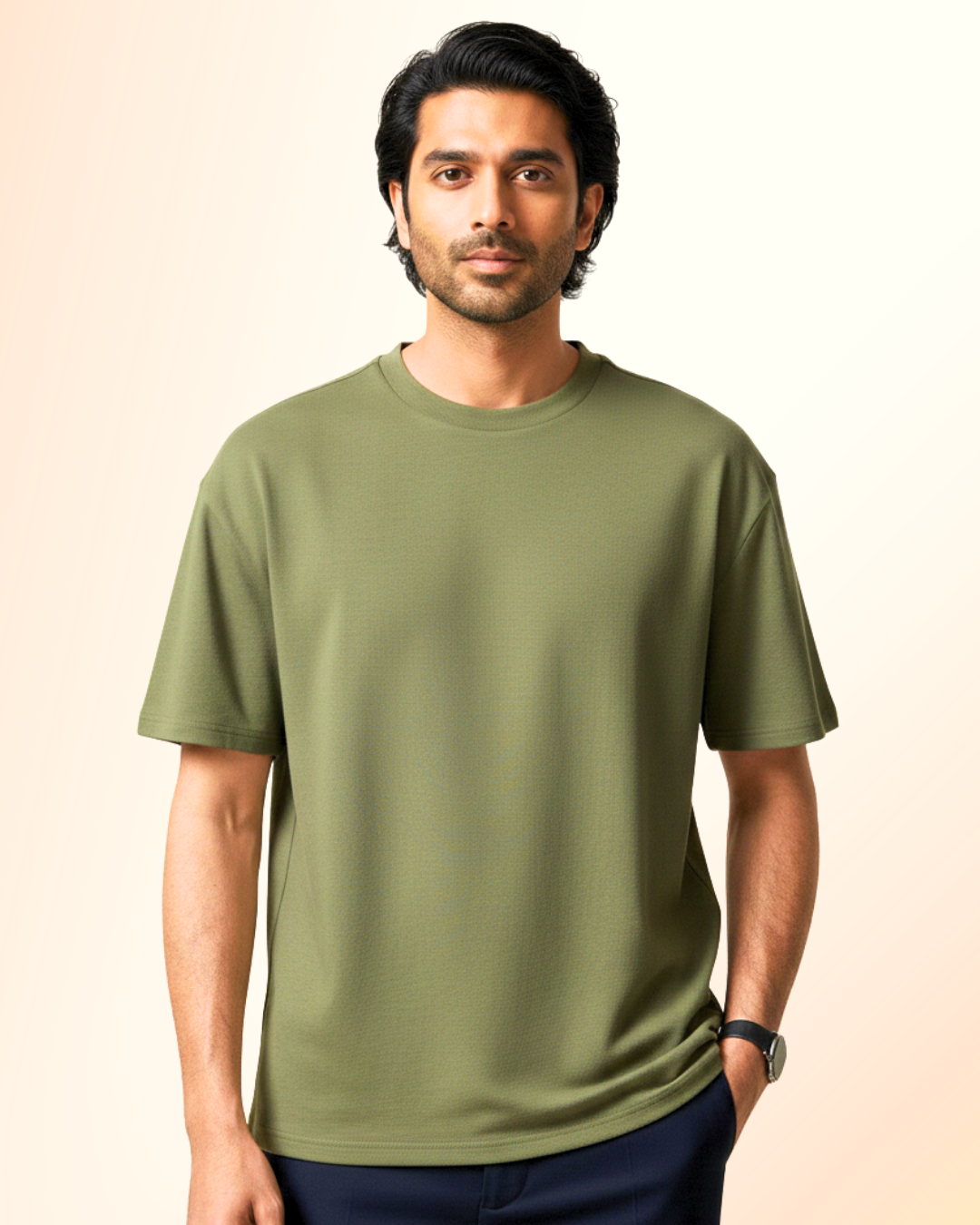 Premium Oversized Army Green Unisex T-Shirt (240 GSM) – Pure Cotton Bio-Wash