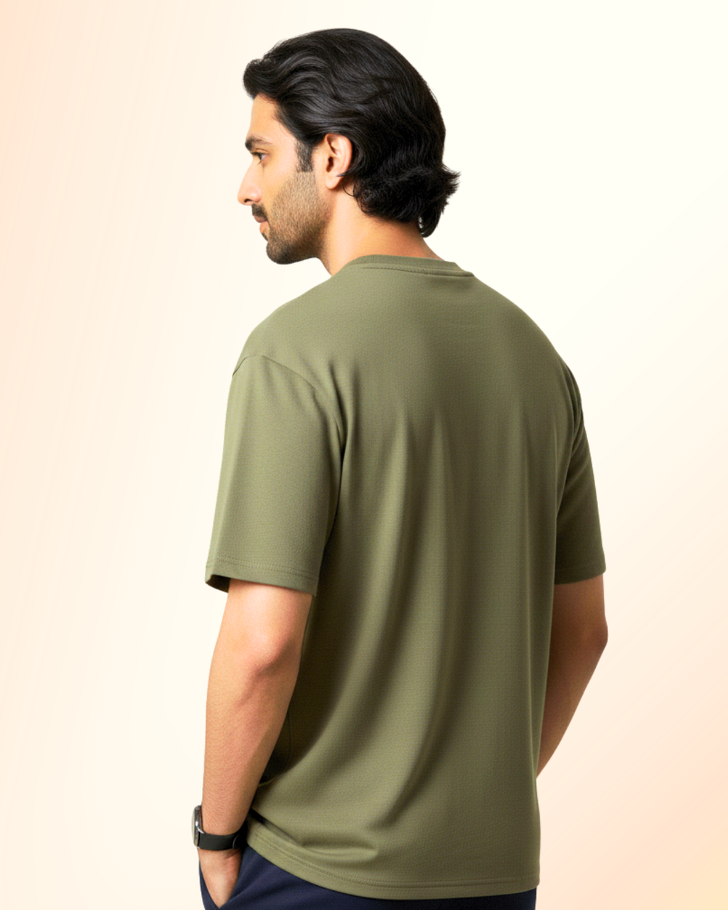 Premium Oversized Army Green Unisex T-Shirt (240 GSM) – Pure Cotton Bio-Wash