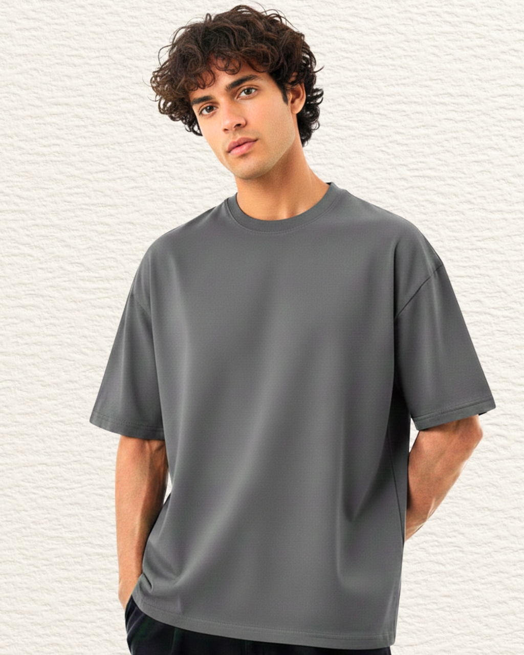 Premium Oversized Charcoal Unisex T-Shirt (240 GSM) – Pure Cotton Bio-Wash