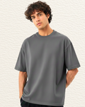 Premium Oversized Charcoal Unisex T-Shirt (240 GSM) – Pure Cotton Bio-Wash